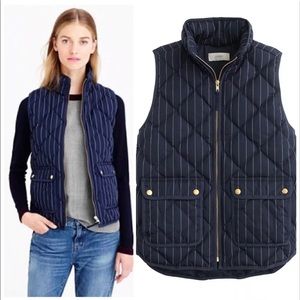 J. Crew Excursion Quilted Vest Navy Blue Pinstripe